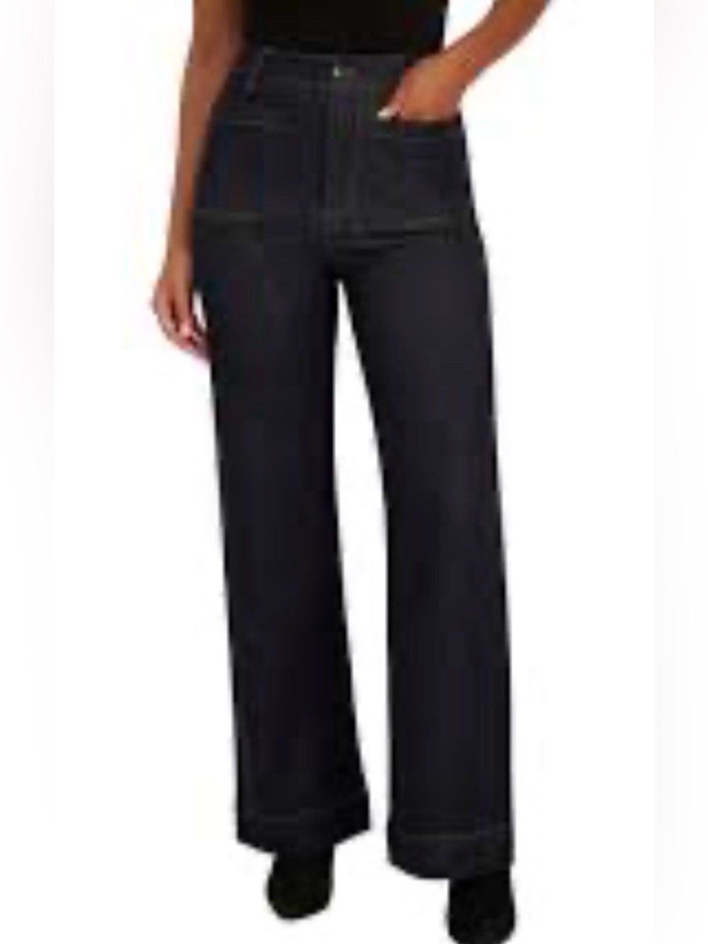 NWOT Vigoss Women's Dark Blue Wide-Leg Jeans Trousers Size 31